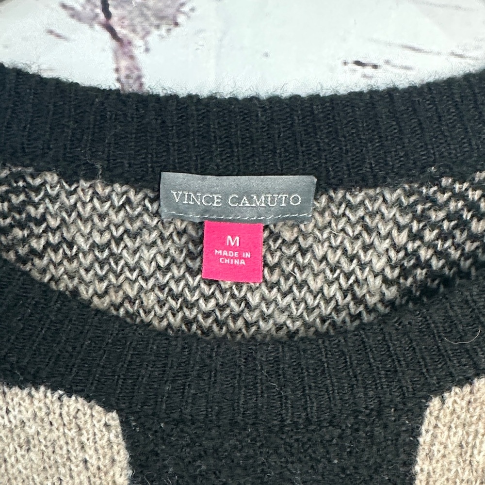 Vince Camuto Black and Tan Checkered Sweater - Picture 6 of 7